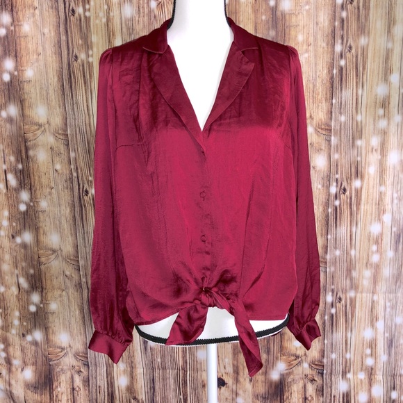 All in Favor Tops - ALL IN FAVOR MAROON BUTTON DOWN